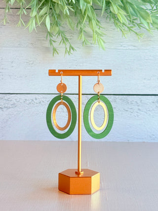 Kayla Oval Earrings • Green & Gold-DMC-Shop Anchored Bliss Women's Boutique Clothing Store