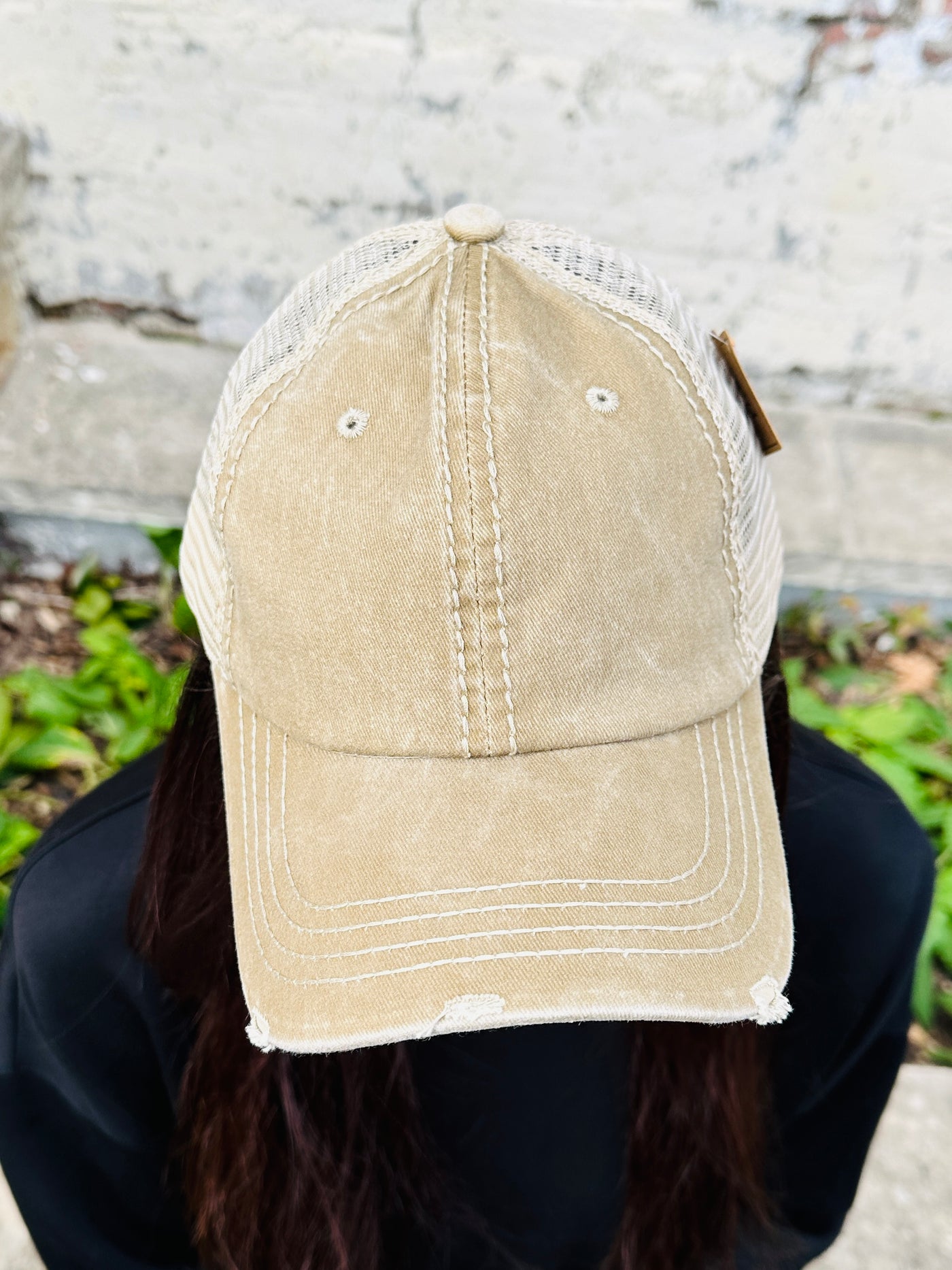 Tan Pony Tail Hat-DMC-Shop Anchored Bliss Women's Boutique Clothing Store