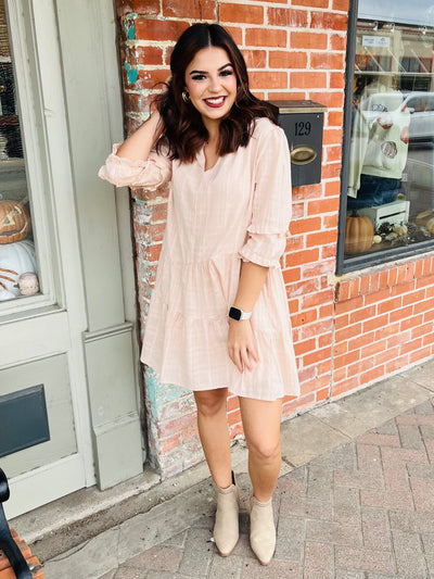 Explaining My Love Ruffle Sleeve Dress • Blush-Kori-Shop Anchored Bliss Women's Boutique Clothing Store