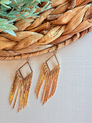 Becky Diamond Shaped Dangly Earrings • Gold-Carol Su-Shop Anchored Bliss Women's Boutique Clothing Store