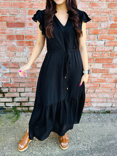 Become Your Best V-Neck Midi Dress • Black-Tracy Zelenuk-Shop Anchored Bliss Women's Boutique Clothing Store
