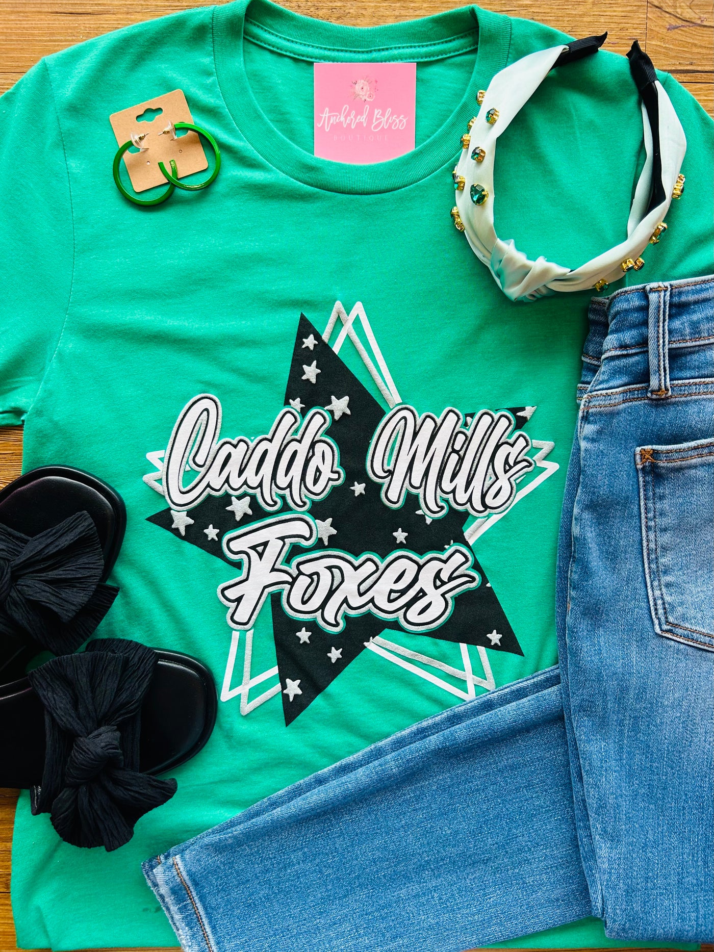 Caddo Mills Foxes Star Graphic Tee-Spirit To A Tee-Shop Anchored Bliss Women's Boutique Clothing Store