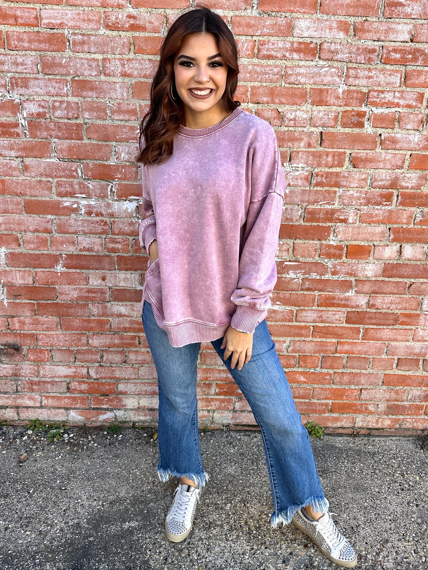 Coziest By Your Side Acid Washed Pullover • Light Rose-Zenana-Shop Anchored Bliss Women's Boutique Clothing Store