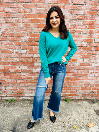 Living the Dream Sweater • Green-Zenana-Shop Anchored Bliss Women's Boutique Clothing Store