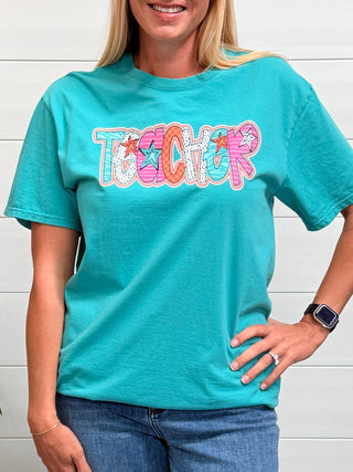 Teacher Doodle Stars Graphic Tee-Harps & Oli-Shop Anchored Bliss Women's Boutique Clothing Store