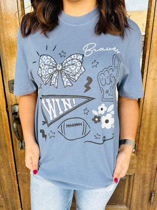 Braves Pennant Collage Graphic Tee-Harps & Oli-Shop Anchored Bliss Women's Boutique Clothing Store