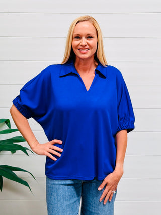 Boss Babe Short Sleeve Top • Royal Blue-Stacey Kluttz-Shop Anchored Bliss Women's Boutique Clothing Store