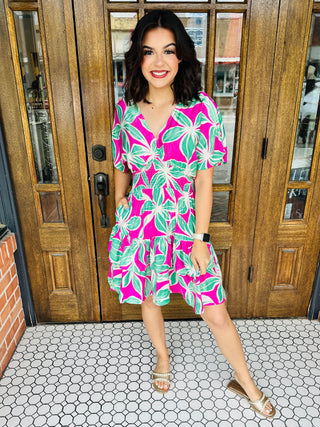 In Light of it All Tropical Floral Mini Dress • Orchid Purple-She+Sky-Shop Anchored Bliss Women's Boutique Clothing Store