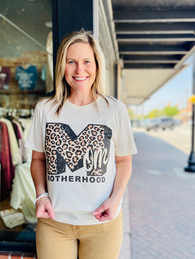 M Motherhood Leopard Graphic Tee-Harps & Oli-Shop Anchored Bliss Women's Boutique Clothing Store