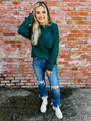 Back of Your Mind Mock Neck Oversized Sweater • Green-Haptics-Shop Anchored Bliss Women's Boutique Clothing Store