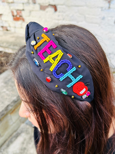 Teach Your Heart Out Embellished Headband • Black-DMC-Shop Anchored Bliss Women's Boutique Clothing Store