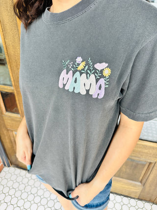 Mama Floral Embroidered Graphic Tee-Harps & Oli-Shop Anchored Bliss Women's Boutique Clothing Store
