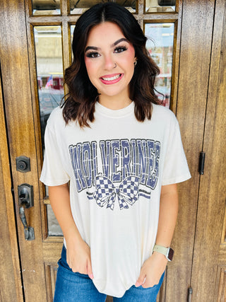 Wolverines Block & Bow Graphic Tee-Harps & Oli-Shop Anchored Bliss Women's Boutique Clothing Store