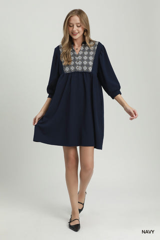 Sweetest Thing Printed Babydoll Mini Dress • Navy-Umgee-Shop Anchored Bliss Women's Boutique Clothing Store