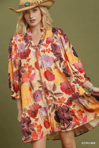 Wildflower Wishes Smocked Floral Mini Dress-Umgee-Shop Anchored Bliss Women's Boutique Clothing Store