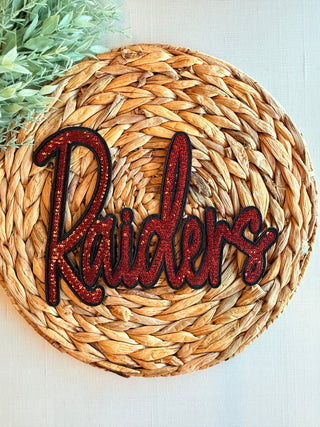 Custom Raiders Cursive Script Sequin Patch-Harps & Oli-Shop Anchored Bliss Women's Boutique Clothing Store