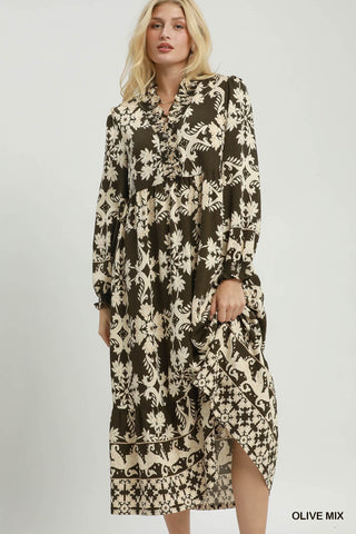 Forever in Bloom Printed Maxi Dress • Olive Mix-Umgee-Shop Anchored Bliss Women's Boutique Clothing Store