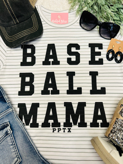 Striped Baseball Mama Graphic Tee-PPTX-Shop Anchored Bliss Women's Boutique Clothing Store