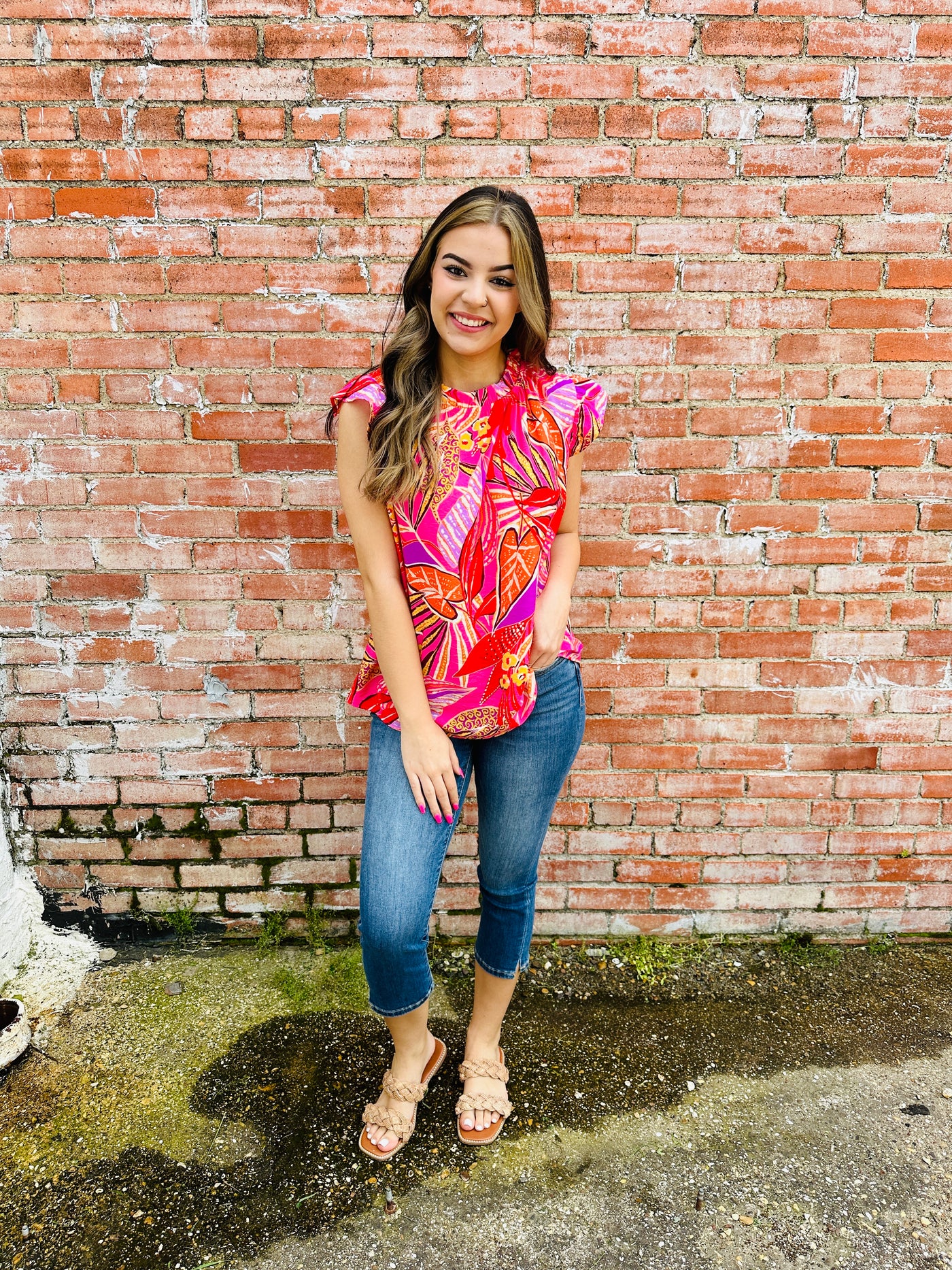 Look Your Best Floral Top • Red Mix-Ace Trading-Shop Anchored Bliss Women's Boutique Clothing Store