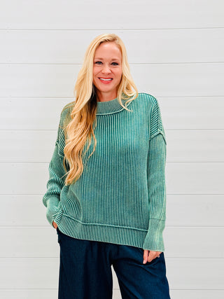 As it Was Ribbed Oversized Sweater • Green-Zenana-Shop Anchored Bliss Women's Boutique Clothing Store