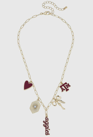 Texas A&M Collegiate Charm Necklace-Canvas Style-Shop Anchored Bliss Women's Boutique Clothing Store