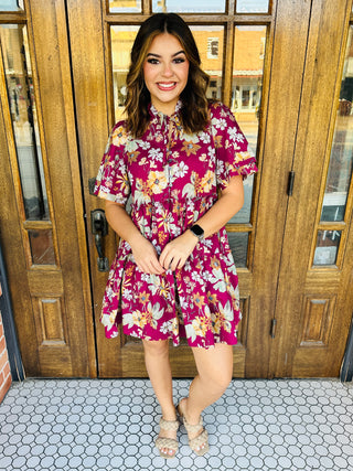 Can't Stand in My Way Floral Mini Dress • Wine-Entro-Shop Anchored Bliss Women's Boutique Clothing Store