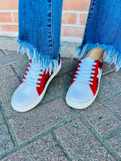 Game Day Spirit Sneakers• Red-Stacey Kluttz-Shop Anchored Bliss Women's Boutique Clothing Store