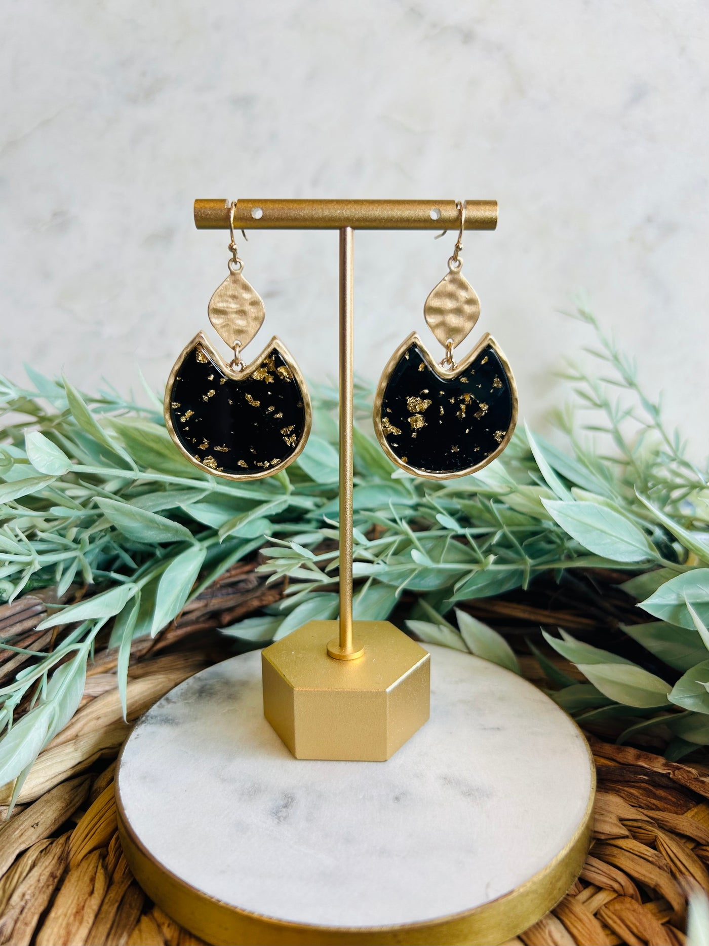 Priscilla Gold Fleck Earrings-DMC-Shop Anchored Bliss Women's Boutique Clothing Store