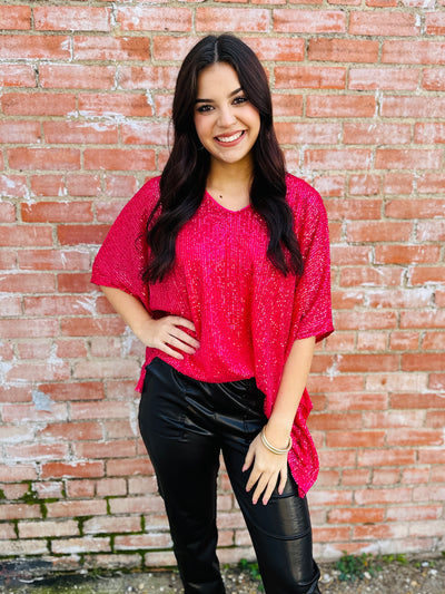 Celebrity Status Sequin Top • Pink-Emerald Creek-Shop Anchored Bliss Women's Boutique Clothing Store