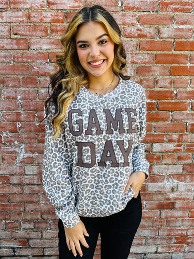 Game Day Leopard Corded Pullover-Spirit To A Tee-Shop Anchored Bliss Women's Boutique Clothing Store