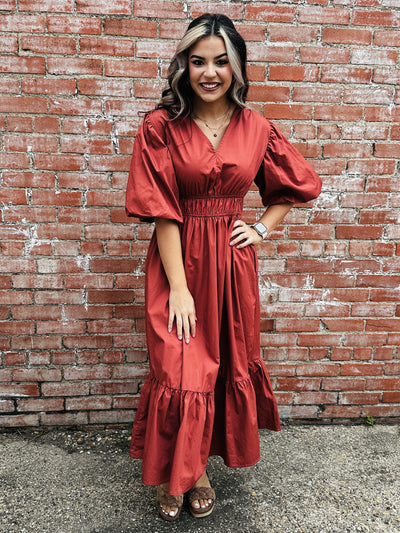 Together With You Maxi Dress • Rust-She + Sky-Shop Anchored Bliss Women's Boutique Clothing Store