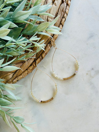 Julie Beaded Teardrop Earrings • Ivory-DMC-Shop Anchored Bliss Women's Boutique Clothing Store