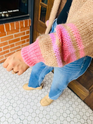 Magical Moments Striped Bubble Sleeve Cardigan-EESome-Shop Anchored Bliss Women's Boutique Clothing Store