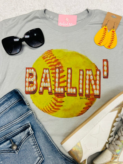 Ballin' Softball Graphic Tee-Raising Arrows-Shop Anchored Bliss Women's Boutique Clothing Store