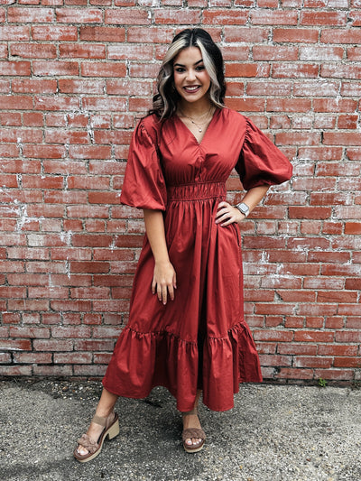 Together With You Maxi Dress • Rust-She + Sky-Shop Anchored Bliss Women's Boutique Clothing Store