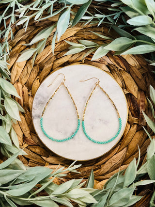 Jasmine Beaded Teardrop Earrings • Teal-DMC-Shop Anchored Bliss Women's Boutique Clothing Store