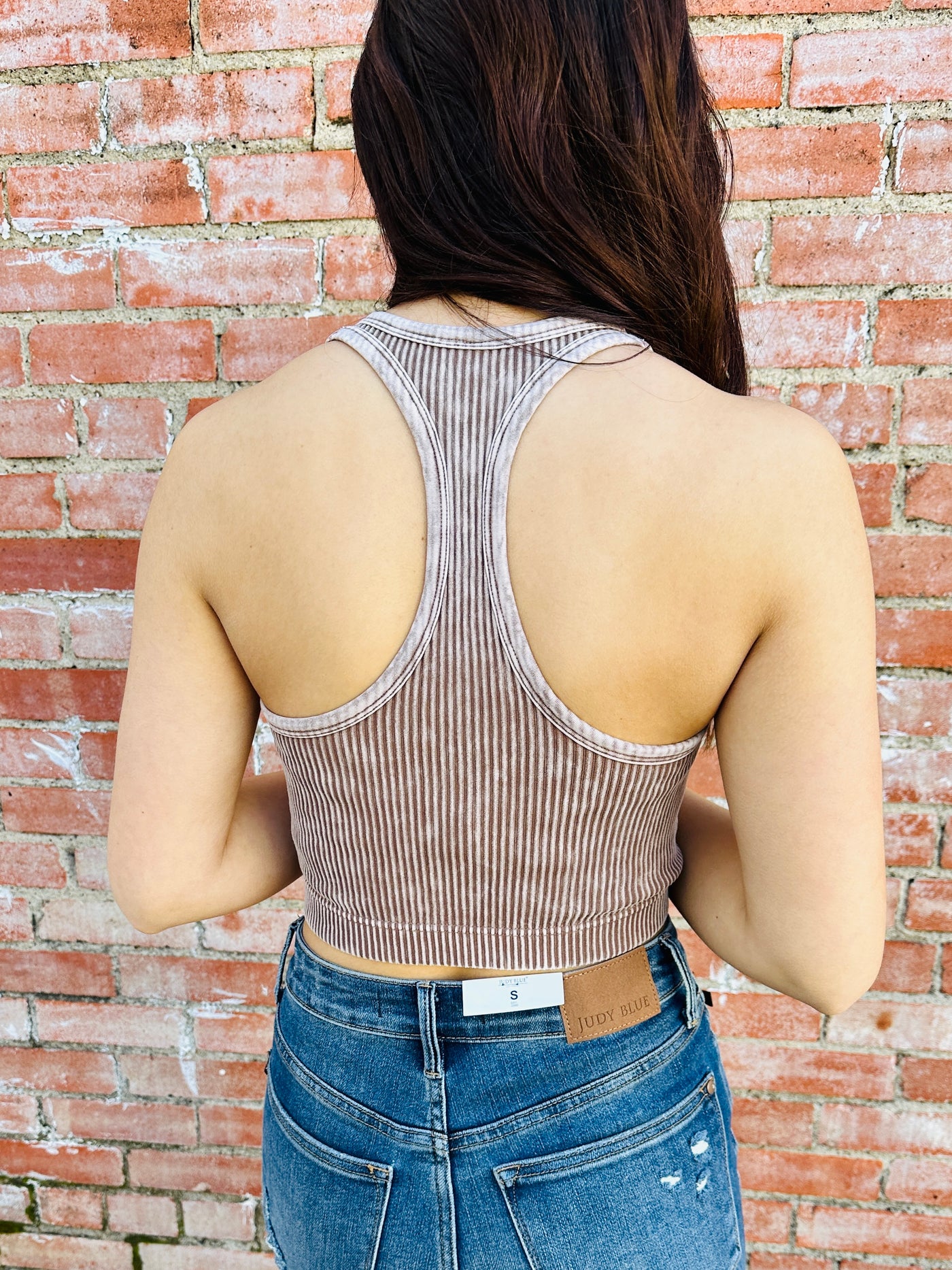 Outstanding Love Ribbed Racerback Crop Top • Mocha-Tracy Zelenuk-Shop Anchored Bliss Women's Boutique Clothing Store