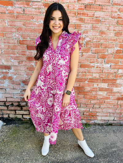 Love You Forever Midi Dress • Magenta-Umgee-Shop Anchored Bliss Women's Boutique Clothing Store