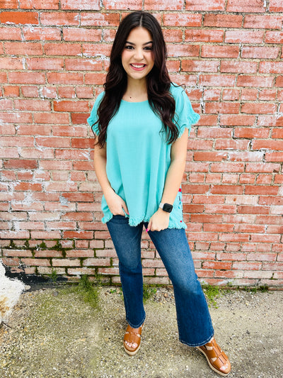 Believe in Me Linen Top • Mint-Umgee-Shop Anchored Bliss Women's Boutique Clothing Store