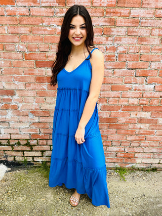 Hooked On You V-Neck Maxi Dress • Blue-Zenana-Shop Anchored Bliss Women's Boutique Clothing Store