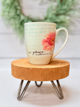 His Grace is Sufficient Pink Daisy Coffee Mug-Brittany Carl-Shop Anchored Bliss Women's Boutique Clothing Store