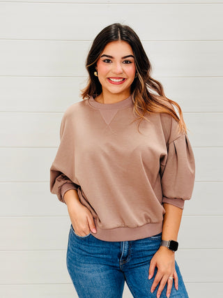 The Main Reason Scuba Dolman Sleeve Top • Tan-Zenana-Shop Anchored Bliss Women's Boutique Clothing Store