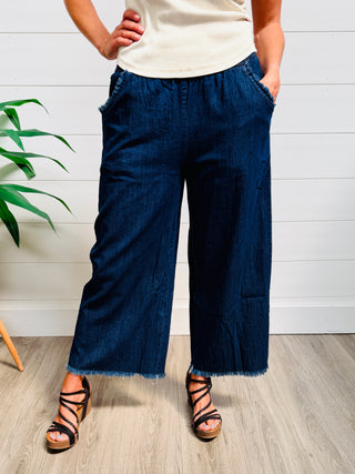 Along For the Ride Wide Leg Cropped Denim Pants-Umgee-Shop Anchored Bliss Women's Boutique Clothing Store