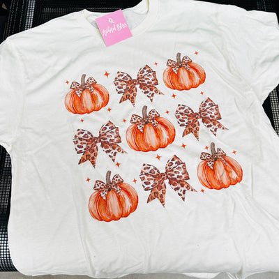 Leopard & Pumpkin Collage Graphic Tee-Harps & Oli-Shop Anchored Bliss Women's Boutique Clothing Store