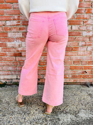 Exclaim My Love Pearl Embellished Jeans • Pink-Entro-Shop Anchored Bliss Women's Boutique Clothing Store