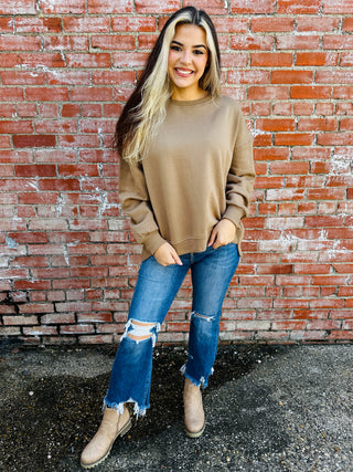 Cozy With You Oversized Sweatshirt • Mocha-Risen-Shop Anchored Bliss Women's Boutique Clothing Store