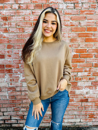 Cozy With You Oversized Sweatshirt • Mocha-Risen-Shop Anchored Bliss Women's Boutique Clothing Store