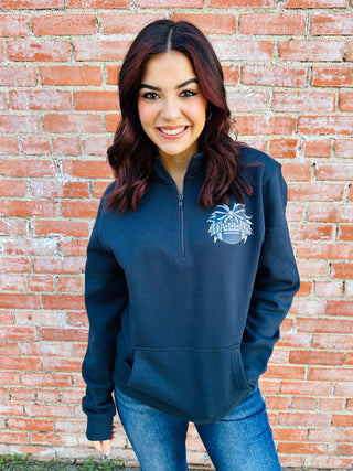 Dallas Fleece Quarter Zip Pullover Sweatshirt • Navy-Harps & Oli-Shop Anchored Bliss Women's Boutique Clothing Store