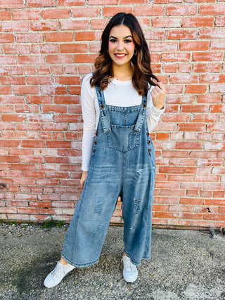 Free Spirit Vintage Denim Overalls-Easel-Shop Anchored Bliss Women's Boutique Clothing Store