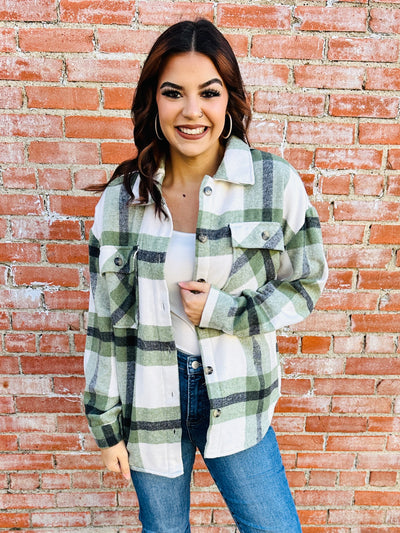 Everywhere With You Flannel Shacket • Green-Ace Trading-Shop Anchored Bliss Women's Boutique Clothing Store